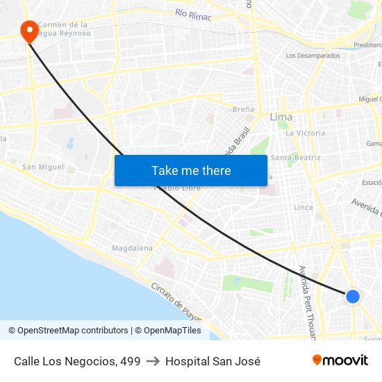 Calle Los Negocios, 499 to Hospital San José map