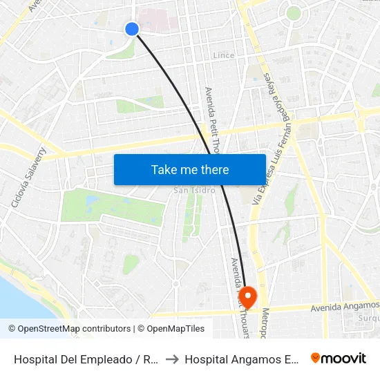 Hospital Del Empleado / Rebagliati to Hospital Angamos ESSALUD map