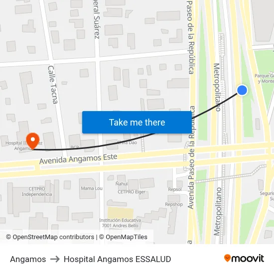 Angamos to Hospital Angamos ESSALUD map