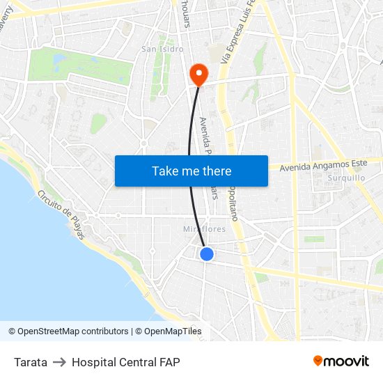 Tarata to Hospital Central FAP map