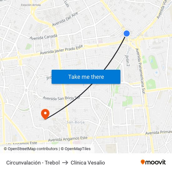 Circunvalación - Trebol to Clínica Vesalio map