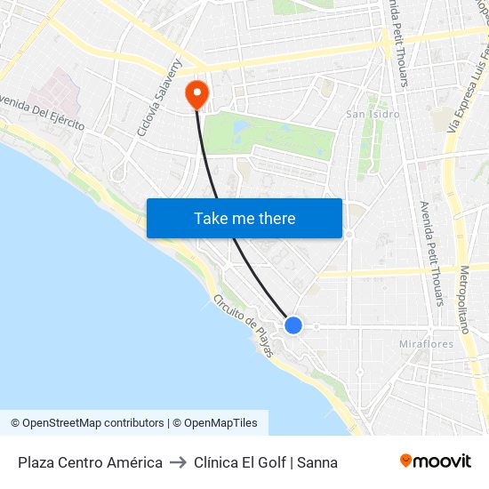 Plaza Centro América to Clínica El Golf | Sanna map