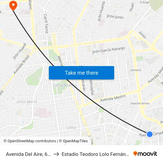 Avenida Del Aire, 601 to Estadio Teodoro Lolo Fernández map