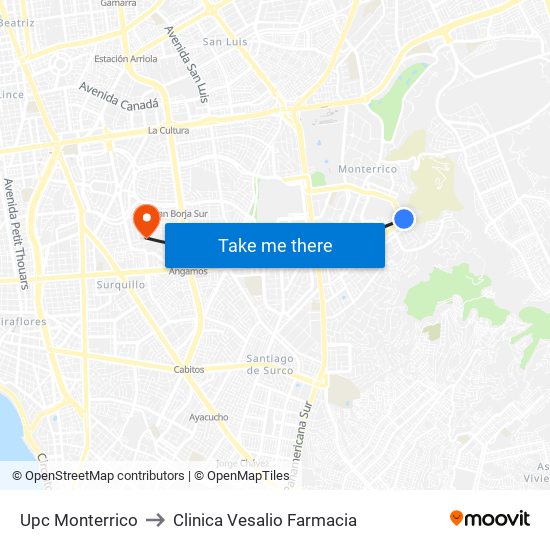 Upc Monterrico to Clinica Vesalio Farmacia map