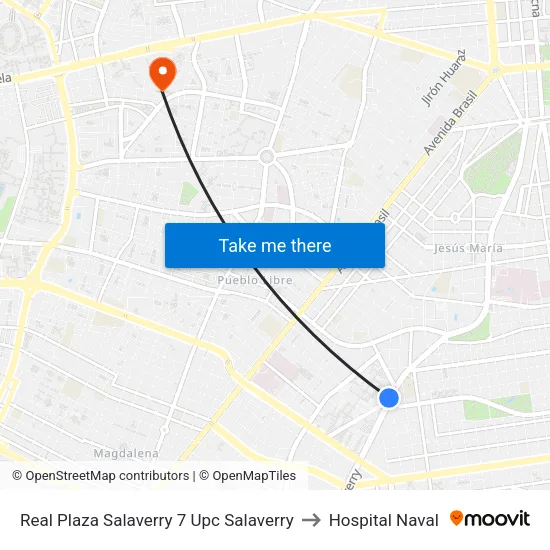 Real Plaza Salaverry 7 Upc Salaverry to Hospital Naval map