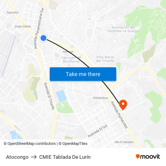 Atocongo to CMIE Tablada De Lurín map