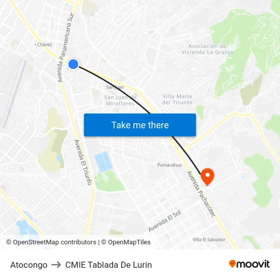 Atocongo to CMIE Tablada De Lurín map