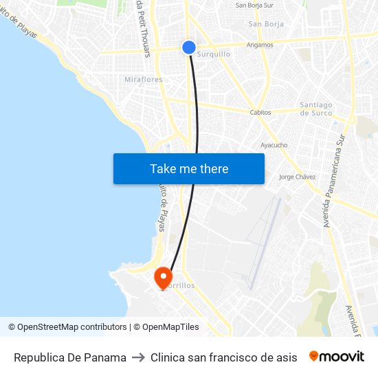 Republica De Panama to Clinica san francisco de asis map