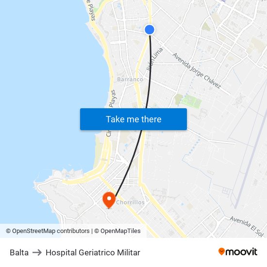 Balta to Hospital Geriatrico Militar map