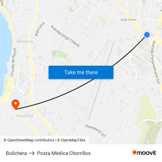 Bolichera to Posta Médica Chorrillos map