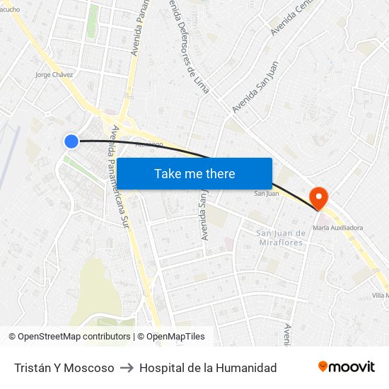 Tristán Y Moscoso to Hospital de la Humanidad map
