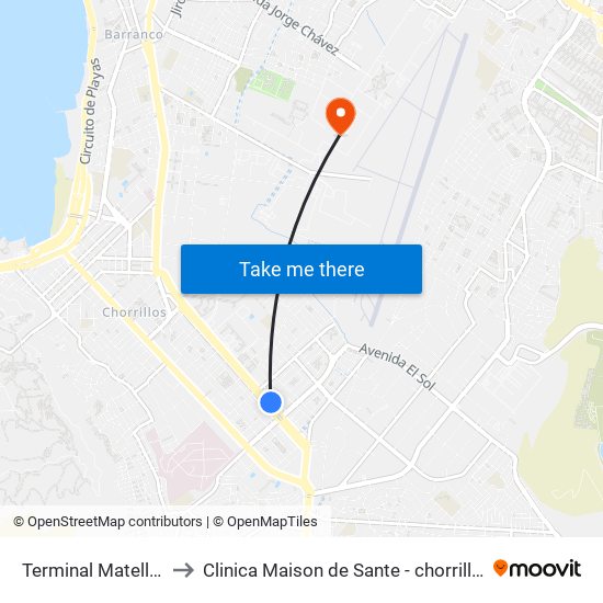 Terminal Matellini to Clinica Maison de Sante - chorrillos map