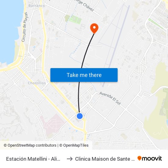 Estación Matellini - Alimentadores to Clinica Maison de Sante - chorrillos map