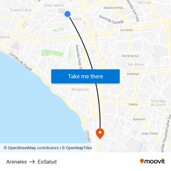 Arenales to EsSalud map