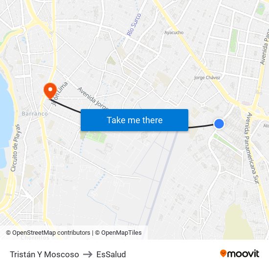 Tristán Y Moscoso to EsSalud map