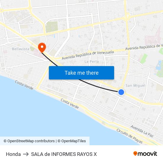 Honda to SALA de INFORMES RAYOS X map