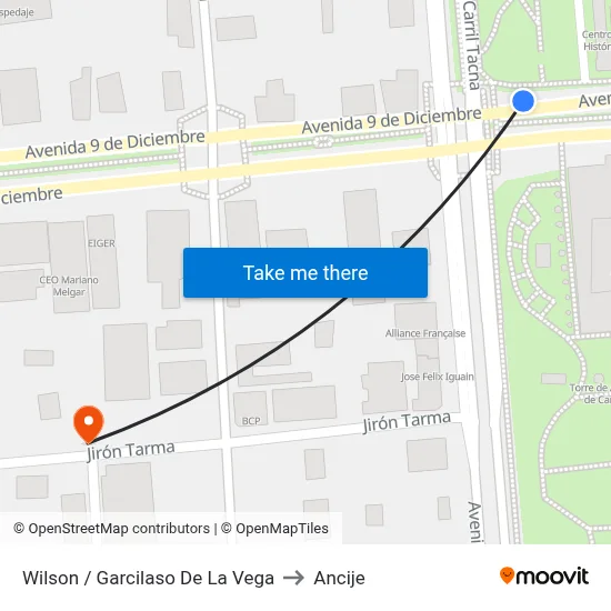 Wilson / Garcilaso De La Vega to Ancije map