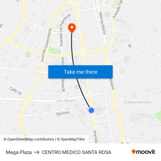 Mega Plaza to CENTRO MEDICO SANTA ROSA map