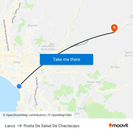 Vivanda Benavides / Atlantic City to Posta De Salud De Chaclacayo map