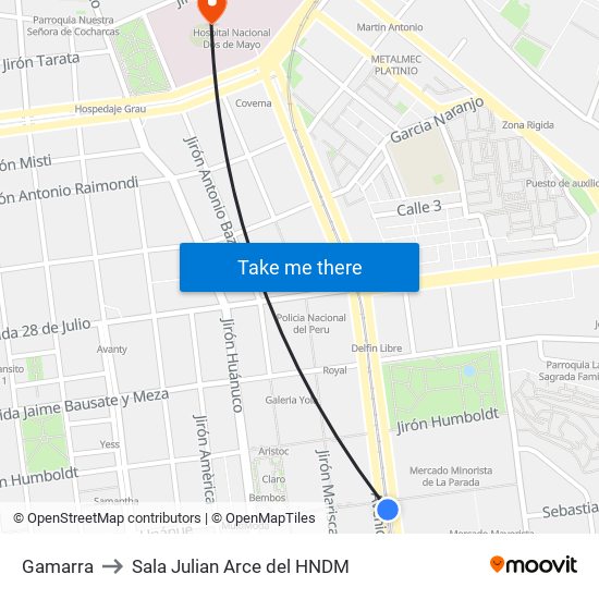 Gamarra to Sala Julian Arce del HNDM map