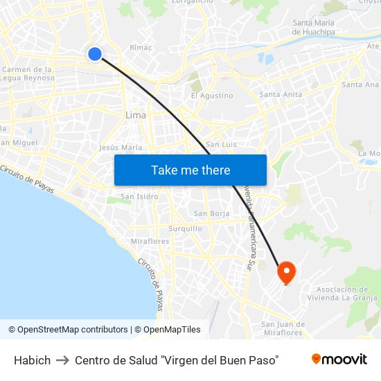 Habich to Centro de Salud "Virgen del Buen Paso" map