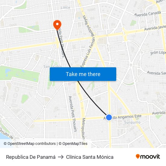 Republica De Panamá to Clínica Santa Mónica map