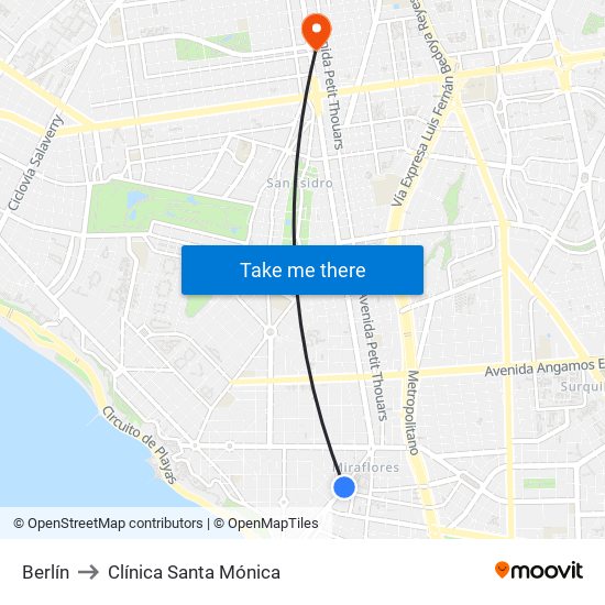 Berlín to Clínica Santa Mónica map