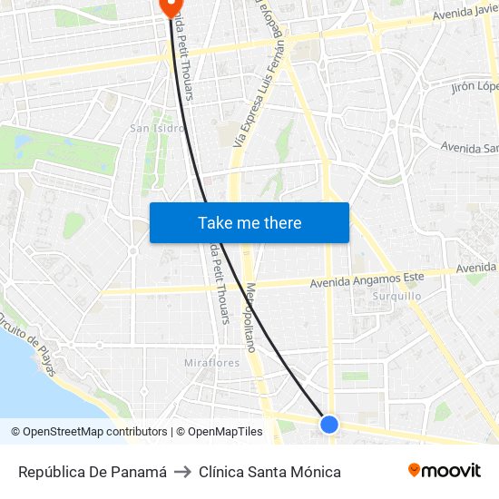 República De Panamá to Clínica Santa Mónica map