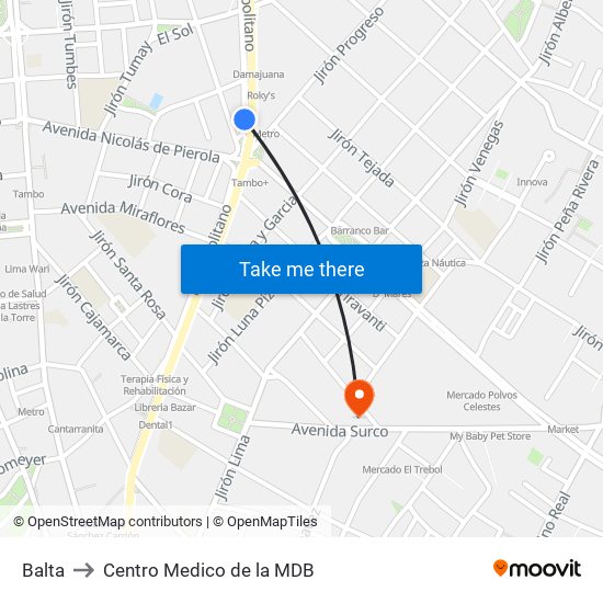 Balta to Centro Medico de la MDB map