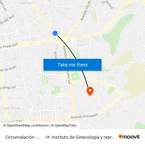 Circunvalación - Trebol to Instituto de Ginecologia y reproducción map