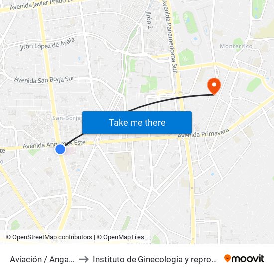 Aviación / Angamos to Instituto de Ginecologia y reproducción map
