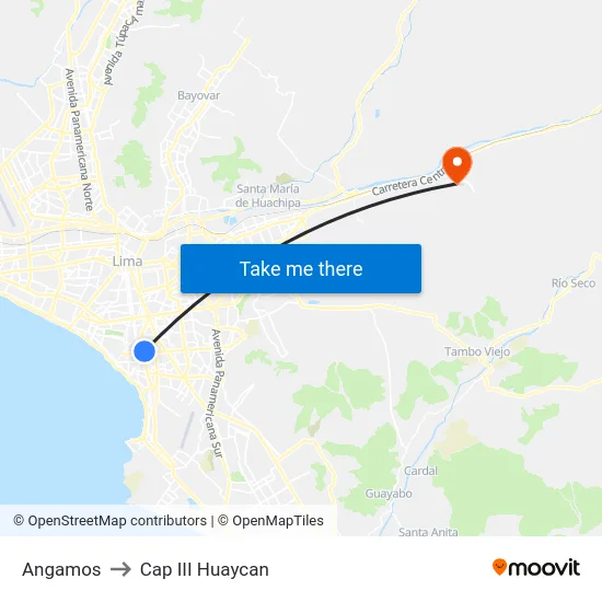 Angamos to Cap III Huaycan map