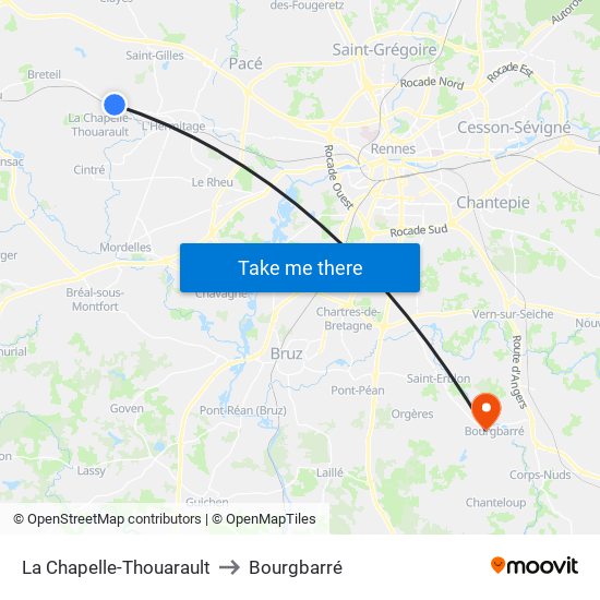 La Chapelle-Thouarault to Bourgbarré map