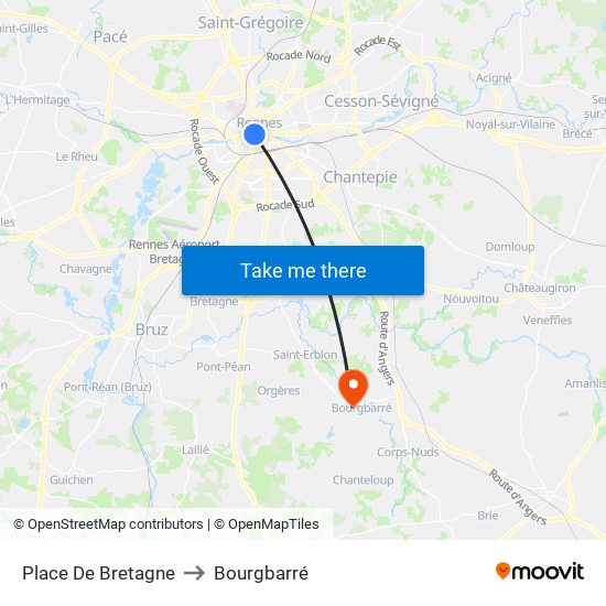 Place De Bretagne to Bourgbarré map