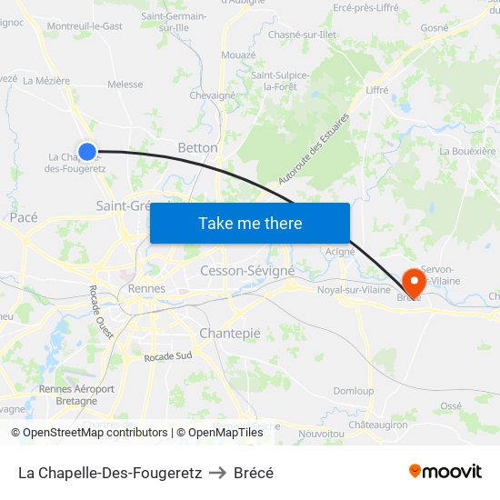 La Chapelle-Des-Fougeretz to Brécé map