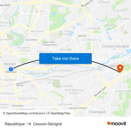 République to Cesson-Sévigné map