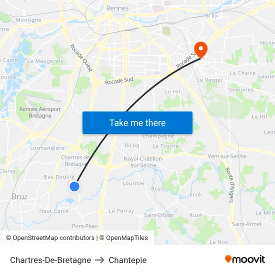 Chartres-De-Bretagne to Chantepie map