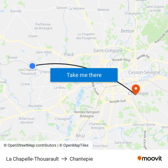 La Chapelle-Thouarault to Chantepie map