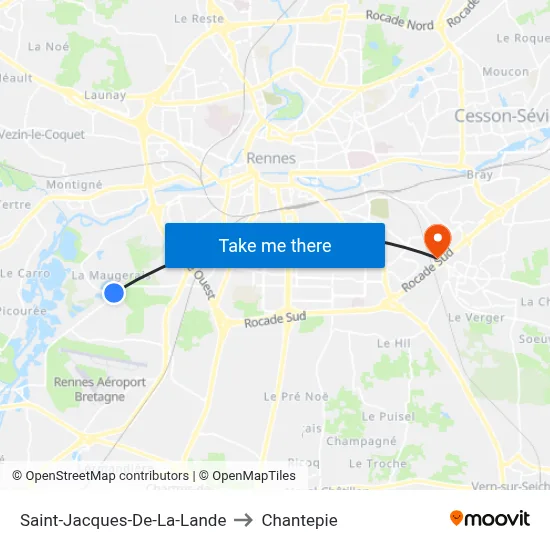 Saint-Jacques-De-La-Lande to Chantepie map