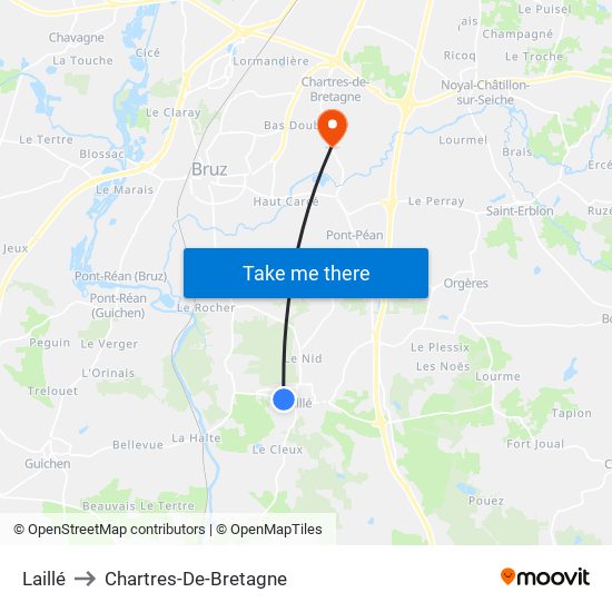 Laillé to Chartres-De-Bretagne map