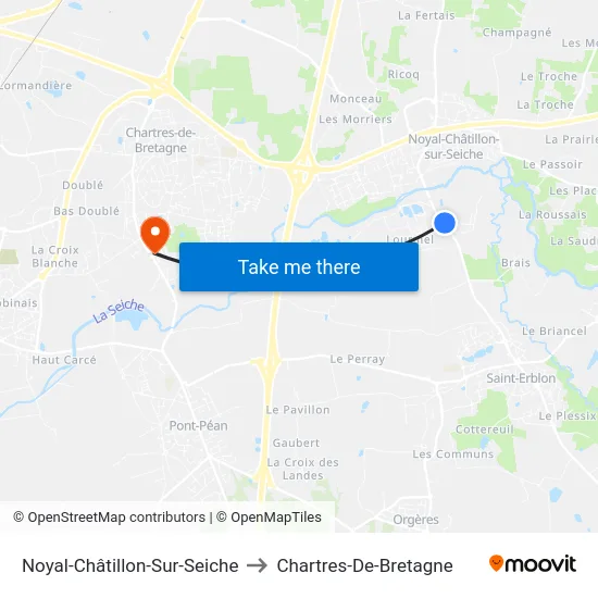 Noyal-Châtillon-Sur-Seiche to Chartres-De-Bretagne map