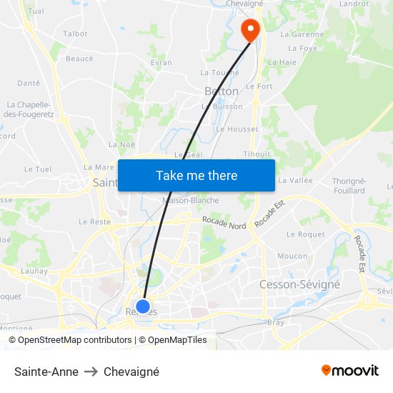 Sainte-Anne to Chevaigné map