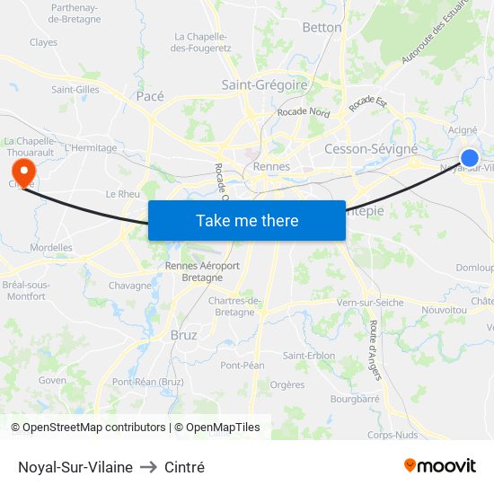 Noyal-Sur-Vilaine to Cintré map