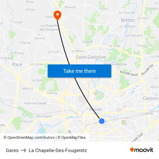 Gares to La Chapelle-Des-Fougeretz map