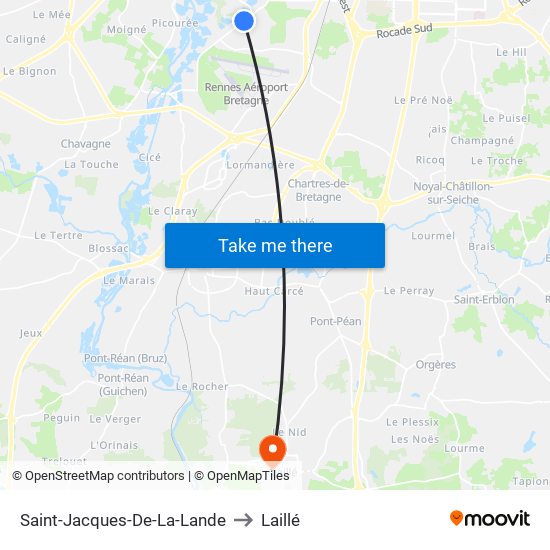 Saint-Jacques-De-La-Lande to Laillé map