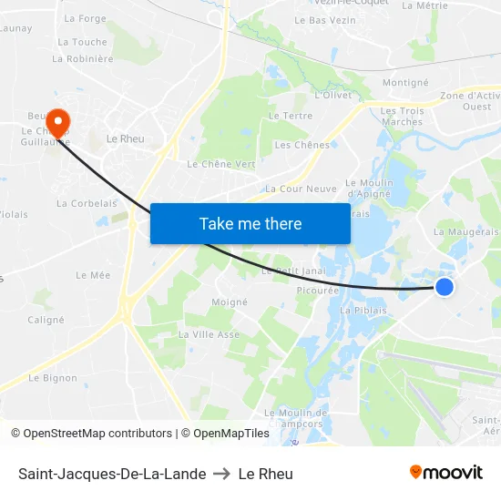 Saint-Jacques-De-La-Lande to Le Rheu map