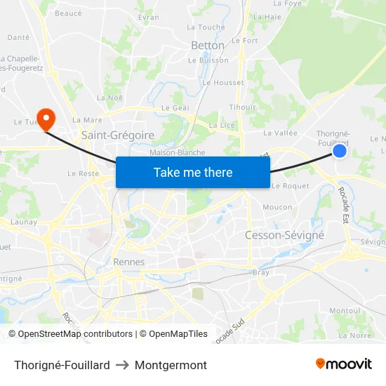 Thorigné-Fouillard to Montgermont map