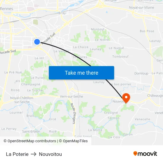 La Poterie to Nouvoitou map