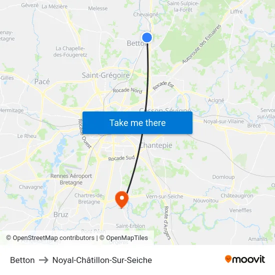 Betton to Noyal-Châtillon-Sur-Seiche map