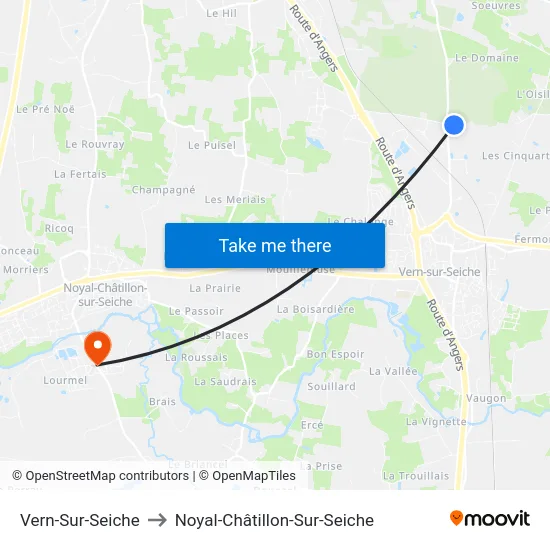 Vern-Sur-Seiche to Noyal-Châtillon-Sur-Seiche map